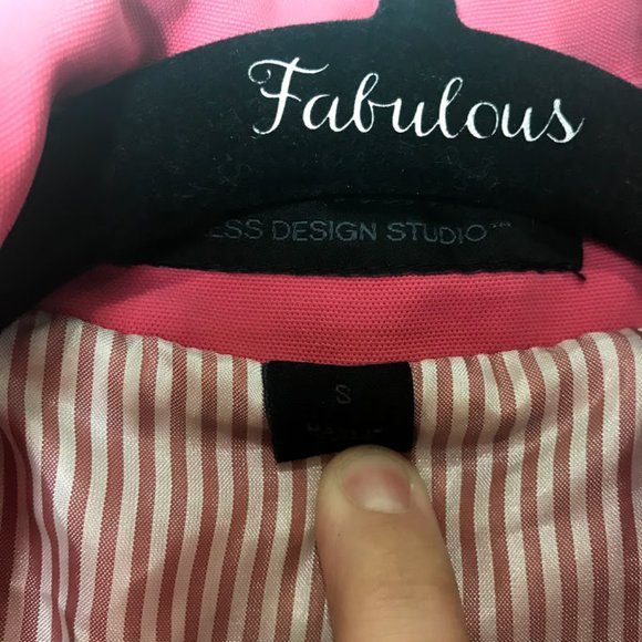 Express Hot Pink Double Brested Trench Coach Small - Picture 4 of 7